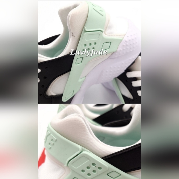 NIKE Big Kids Huarache Run Shoe White Black Mint Size 5.5Y - Picture 3 of 9